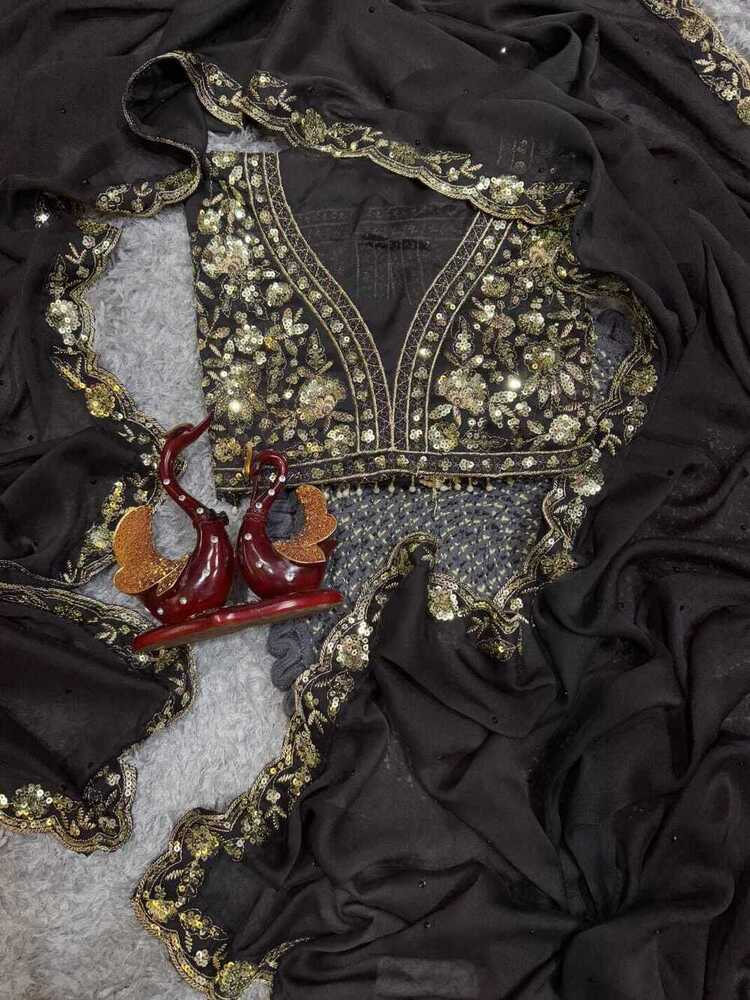 Designer Silk Saree - Color: Black