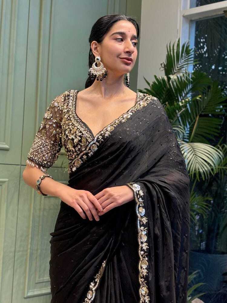 Designer Silk Saree - Color: Black