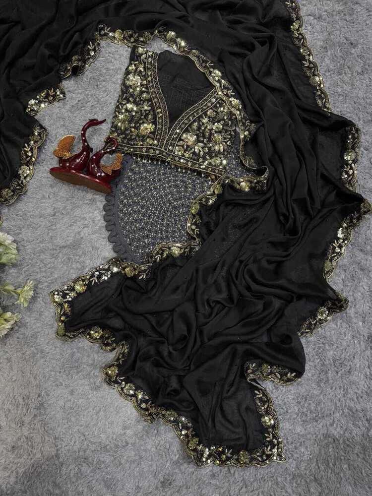 Designer Silk Saree - Color: Black