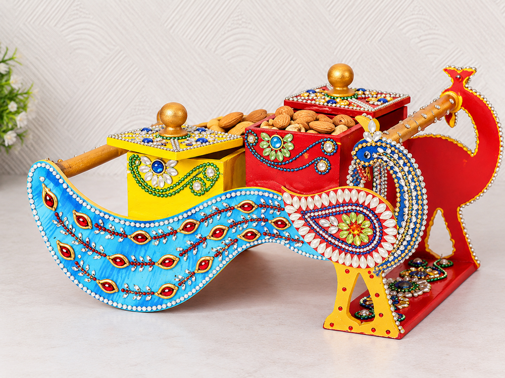 Ca-Df004 Blue Handmade Dry Fruit Box - Finishing: Matte Lamination
