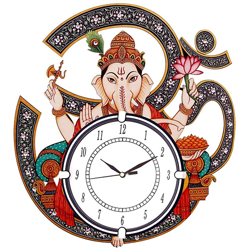 Om Ganesh Wooden Wall Clock