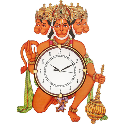 5 Mukh Hanuman Wooden Wall Clock