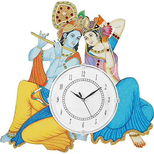 Radhey Krishna Wooden Wall Clock