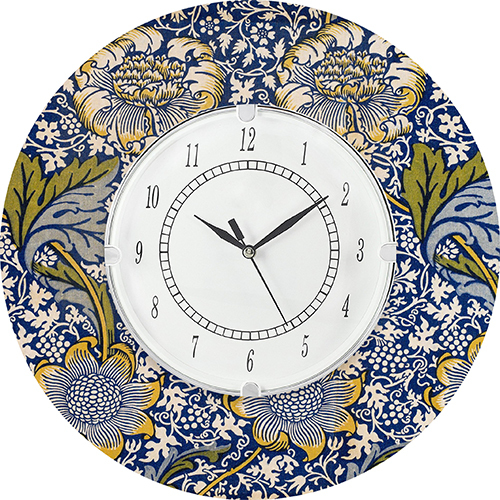 Floral Blue Wooden Wall Clock