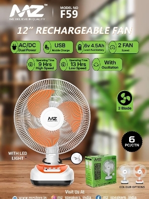 model no f 59 Rechargeable Fan.