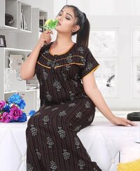 Designer Cotton Nighty - Color: Nevy Blue