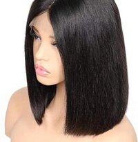 Short Bob Wig Natural Color 13x6 Deep Part Lace Front Human Hair Wig ( 12 Inch )