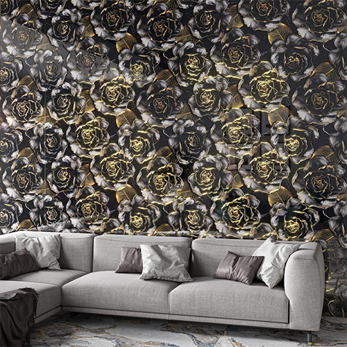 600 X 1200Mm 702 Glossy Golden And Silver Decor Tiles - Color: Multi Color