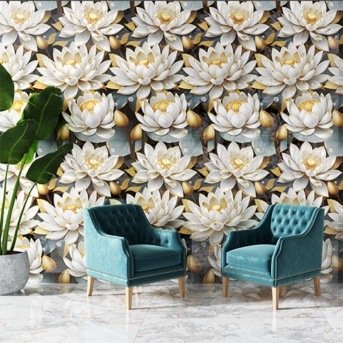 600 X 1200mm 703 Glossy Golden And Silver Decor Tiles