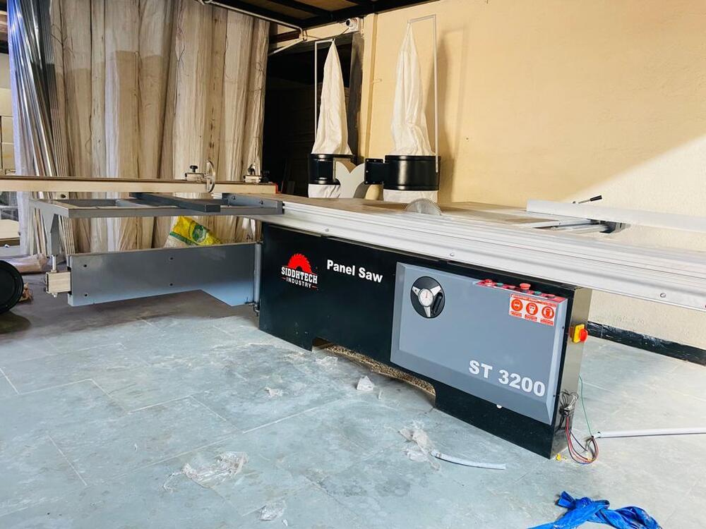 Single Phase Woodworking Sliding Table Panel Saw - Heavy Duty Build, 220-415 Volt, 1 Year Warranty , Burr Free & Right Angle Cutting, Digital & Manual Readings, 45â° Angle Capability, High Precision Sliding Table