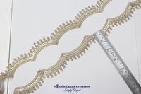 Golden Colour Zari Thread Cutwork Lace