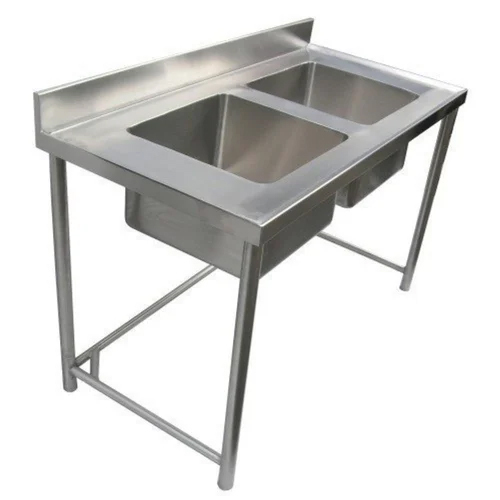 Commercial Ss Double Sink Unit - Color: Silver
