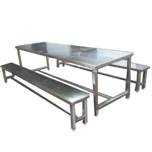 Ss Canteen Table With Benches - Color: Silver