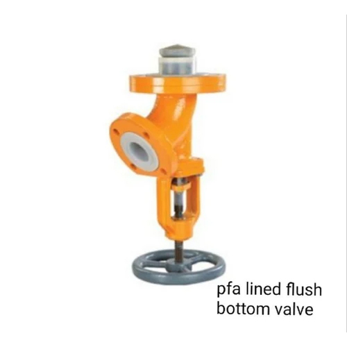 Pfa Lined Flush Bottom Valve - Color: Yellow