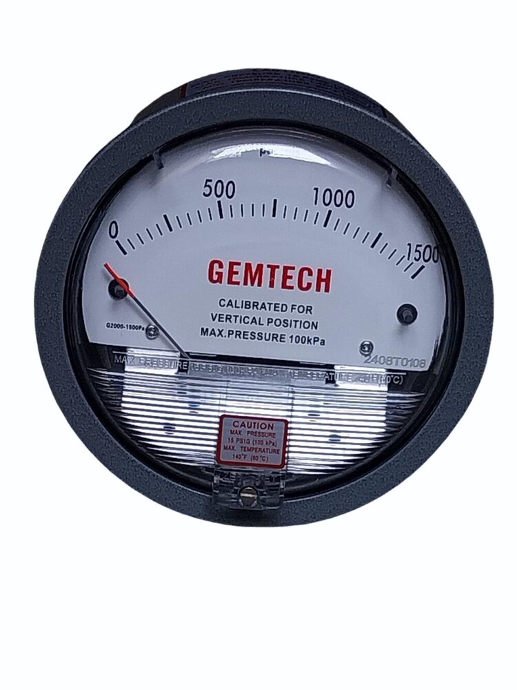 Model G2000-1500pa Gemtech Differential Pressure Gauge Range 1500 Pa