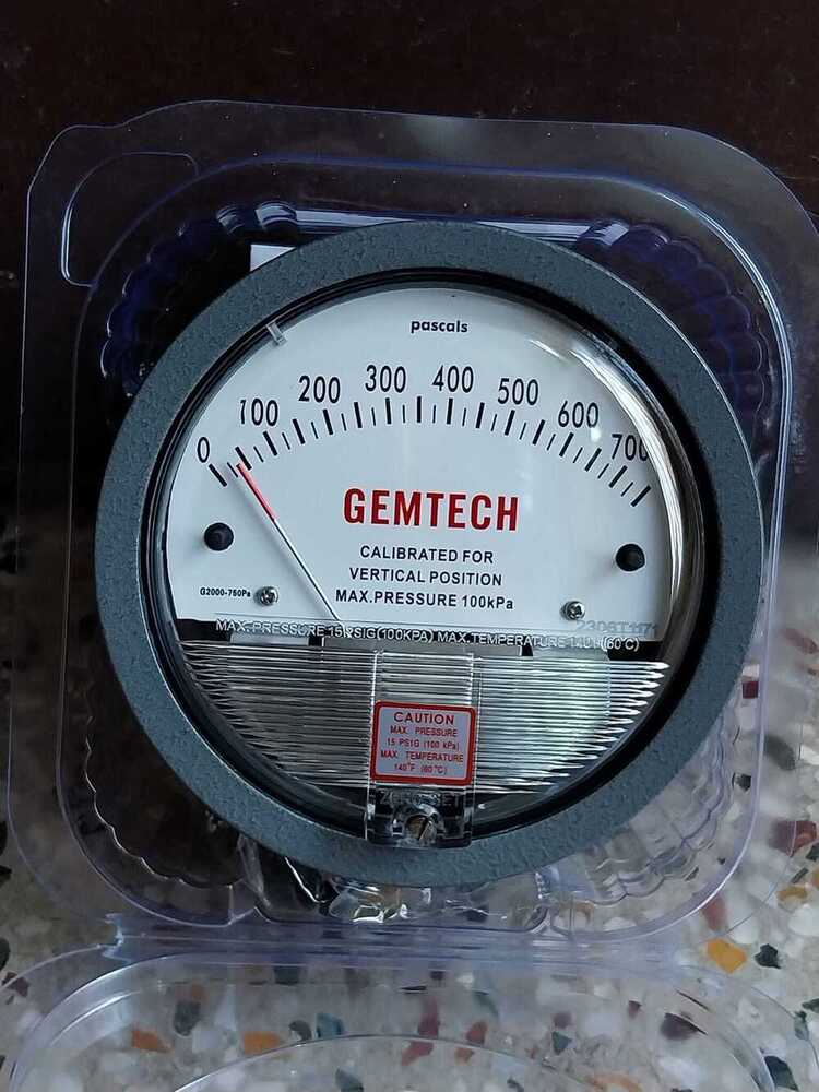 Gemtech Series G2000-750pa Differential Pressure Gauge Range 750 Pa
