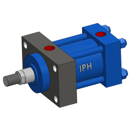63-28-30-Me5-Iph2 Rectangular Hydraulic Cylinder - Color: Blue