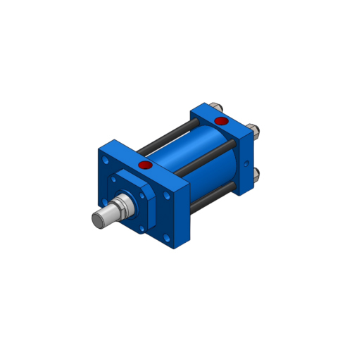 Iph Series 2 Rectangular Me5 Head Rectangular Flange Hydraulic Cylinder - Color: Blue