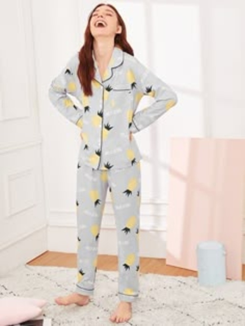 Women Cotton Night Dress - Color: Nevy Blue