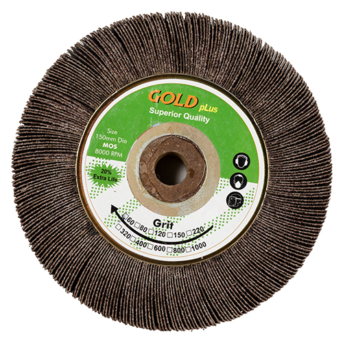 150 x 25 x 15.88 Grit 60 Gold Plus Brand Flap Wheel