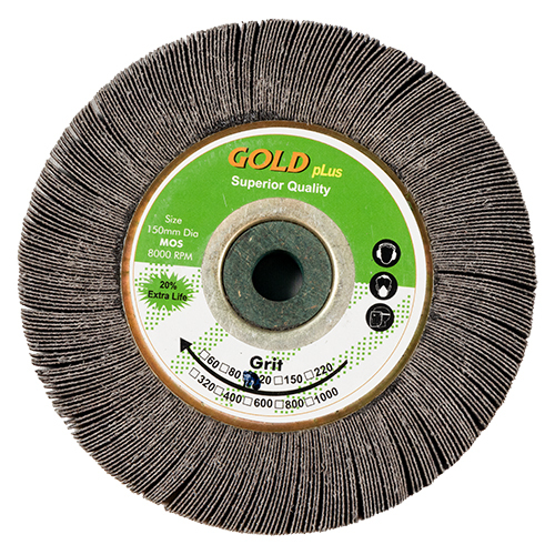150 X 25 X 15.88 Grit 120 Gold Plus Brand Flap Wheel - Color: Grey