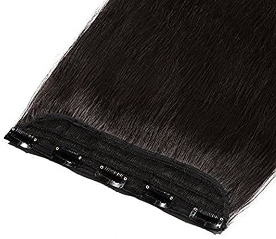 Premium Remy Hair  5 Clips Human Hair Extension for Women and Girls (Black, 18 Inch)