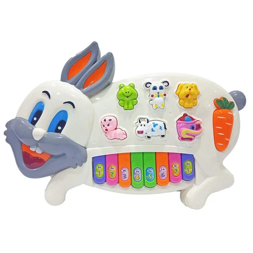 Musical Rabbit Piano Toy With Flashing Light & Sound For Kids - Color: Multicolor