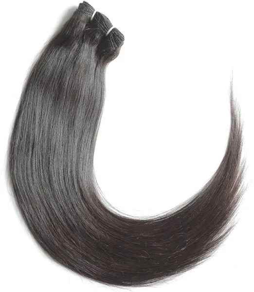 Natural Black Color Straight Weft Hair Bundle Temple Remy  Human Hair Extensions