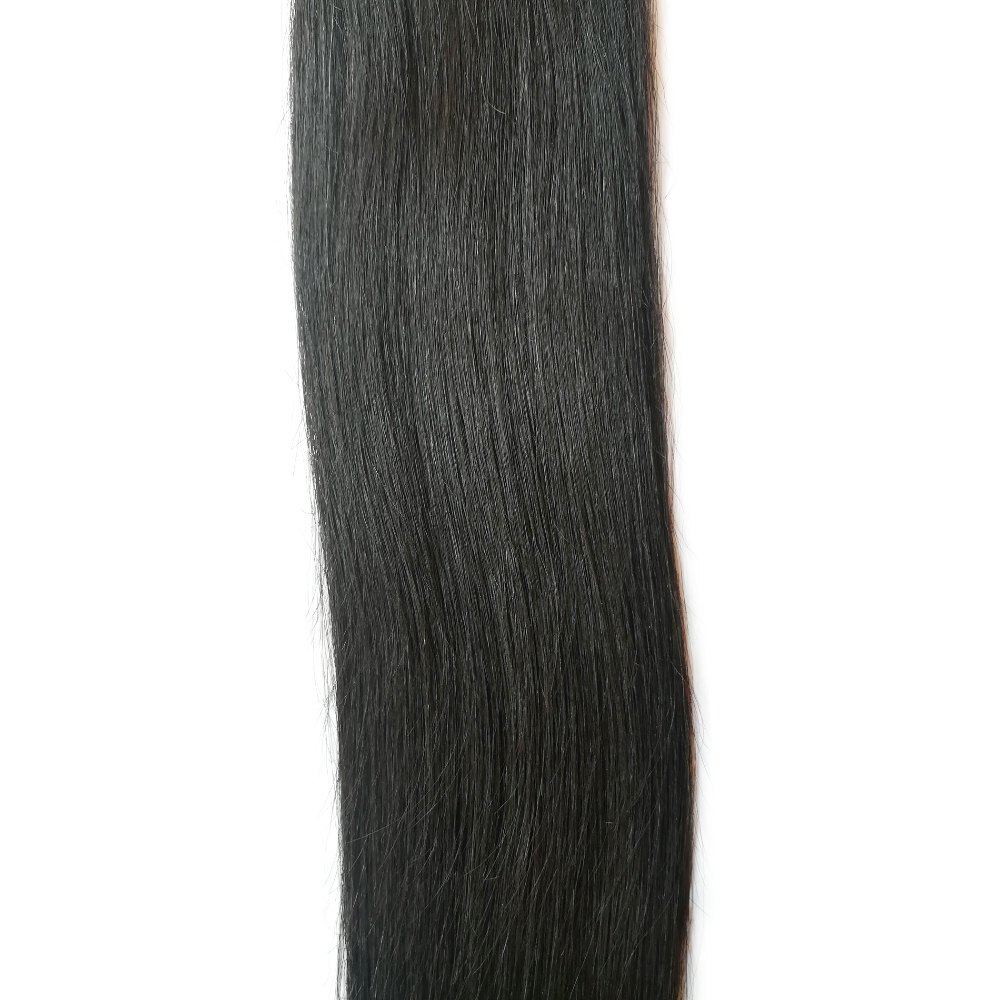 Natural Black Color Straight Weft Hair Bundle Temple Remy  Human Hair Extensions