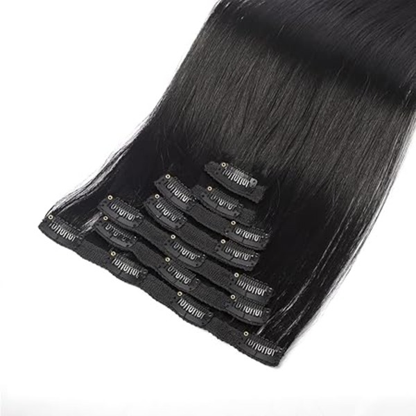100% Ciuticle Aligned Human Hair Extension CLIP -IN Hair 7Piece Clip Set  for Women Indian Hair (24 Inch, Black)