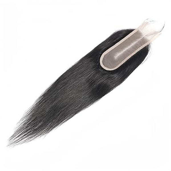Brazilian 2x6 Lace Closure Straight 100% Remy Human Hair Middle T Part  Lace Closure Natural Black (8inch)