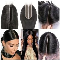 Brazilian 2x6 Lace Closure Straight 100% Remy Human Hair Middle T Part  Lace Closure Natural Black (8inch)