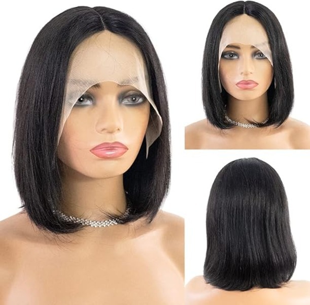 HD Transparent Lace Frontal Bob Wigs Pre Plucked With Baby Hair 10 Inch Natural Black Bob Wig