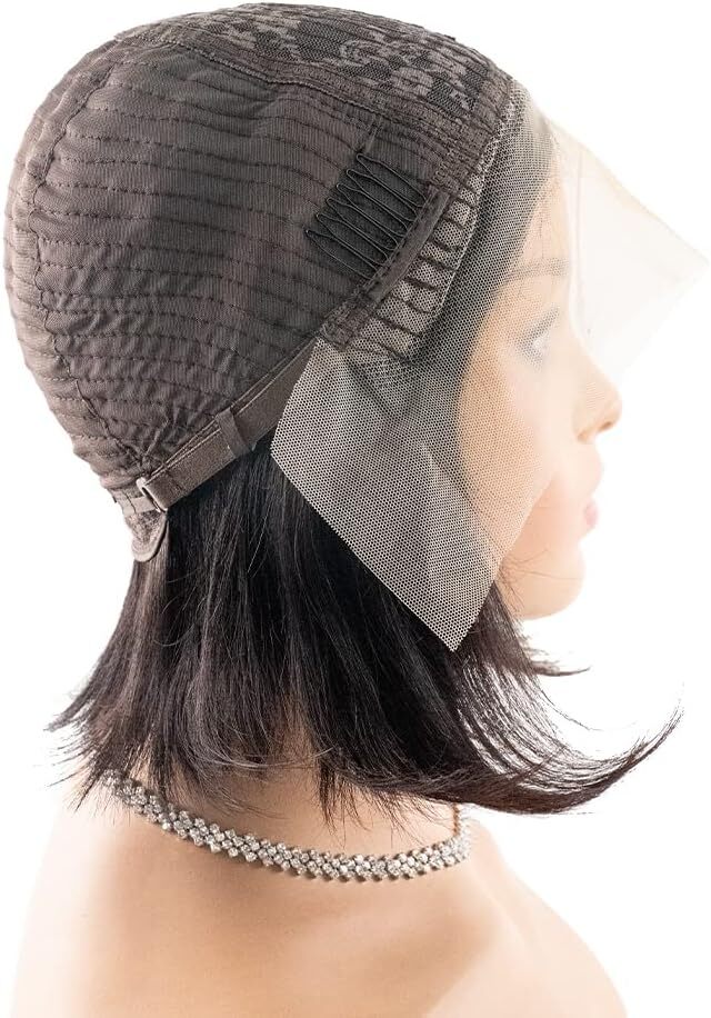 HD Transparent Lace Frontal Bob Wigs Pre Plucked With Baby Hair 10 Inch Natural Black Bob Wig