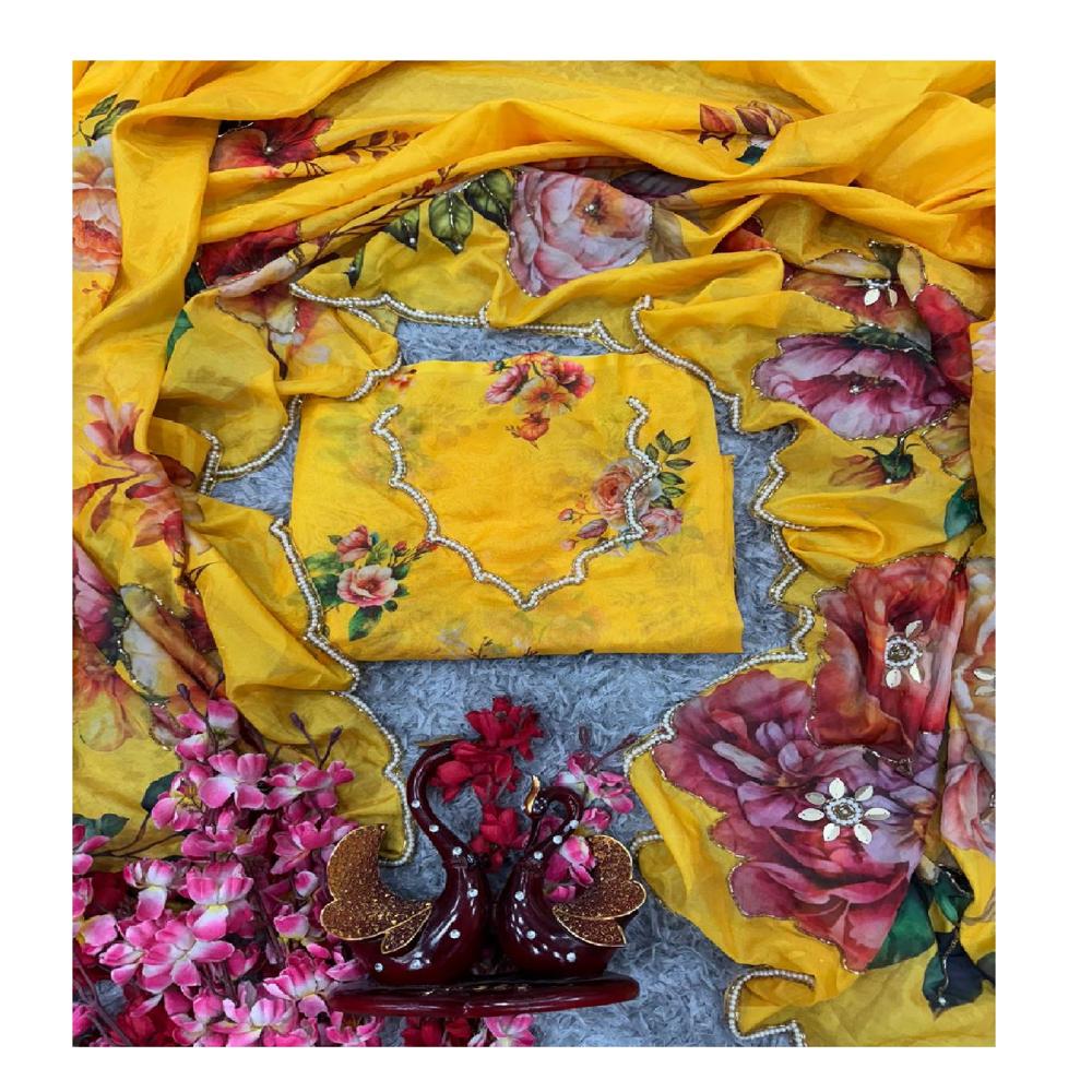 Floral Print Silk Saree