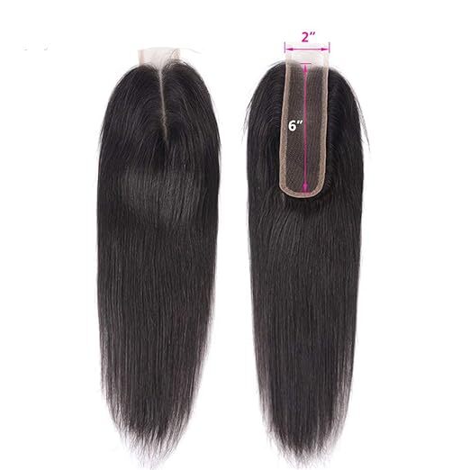 100% Human Hair 2 by 6  HD Lace Closure With Baby Hair  Human Hair High Density Natural Black 14 Inch