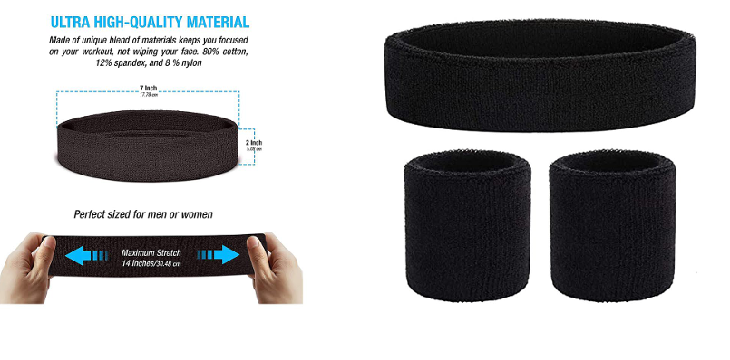 Cotton Performance Sports Headband Sweatband  2.5