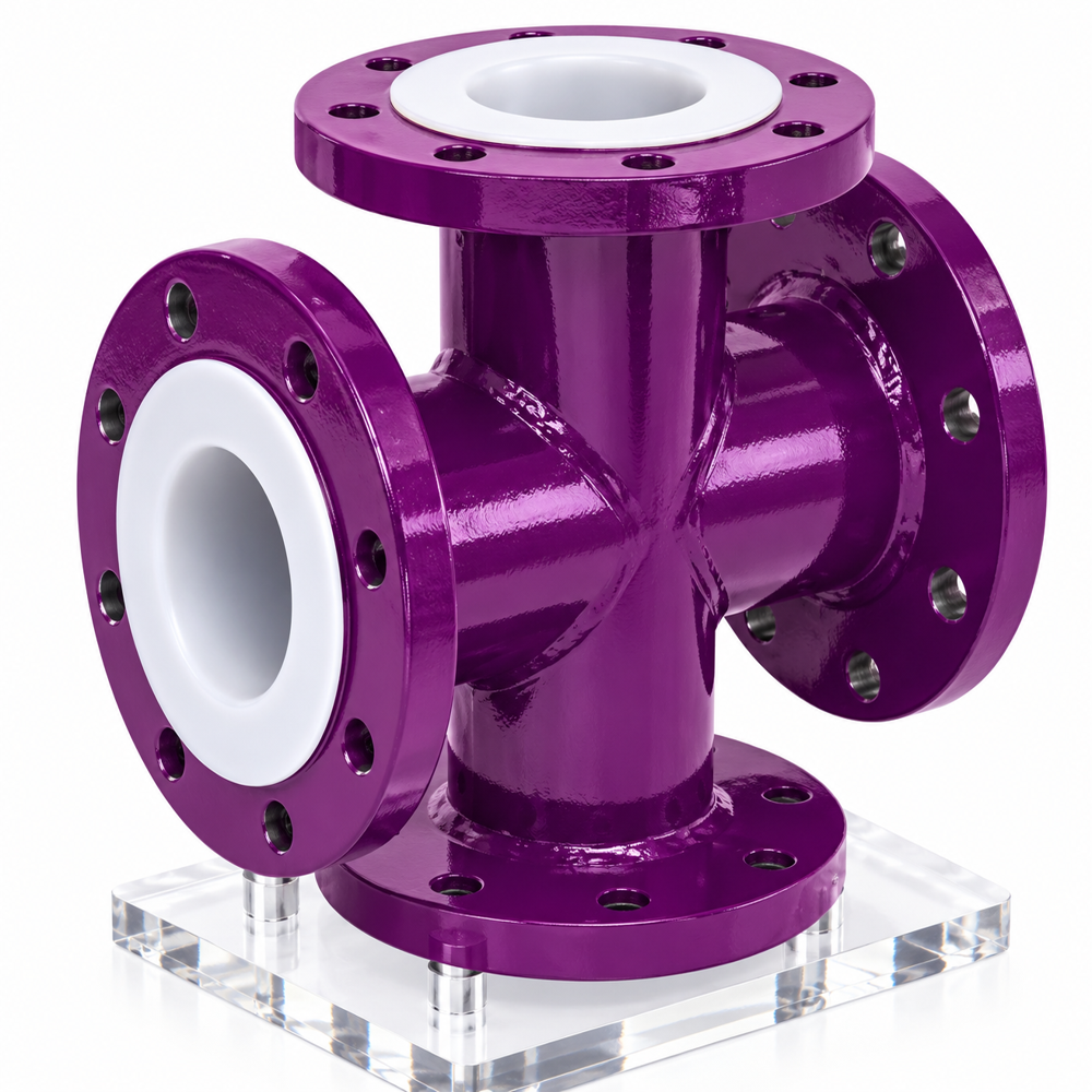 Ptfe Lined Equal Cross - Port Size: Customized