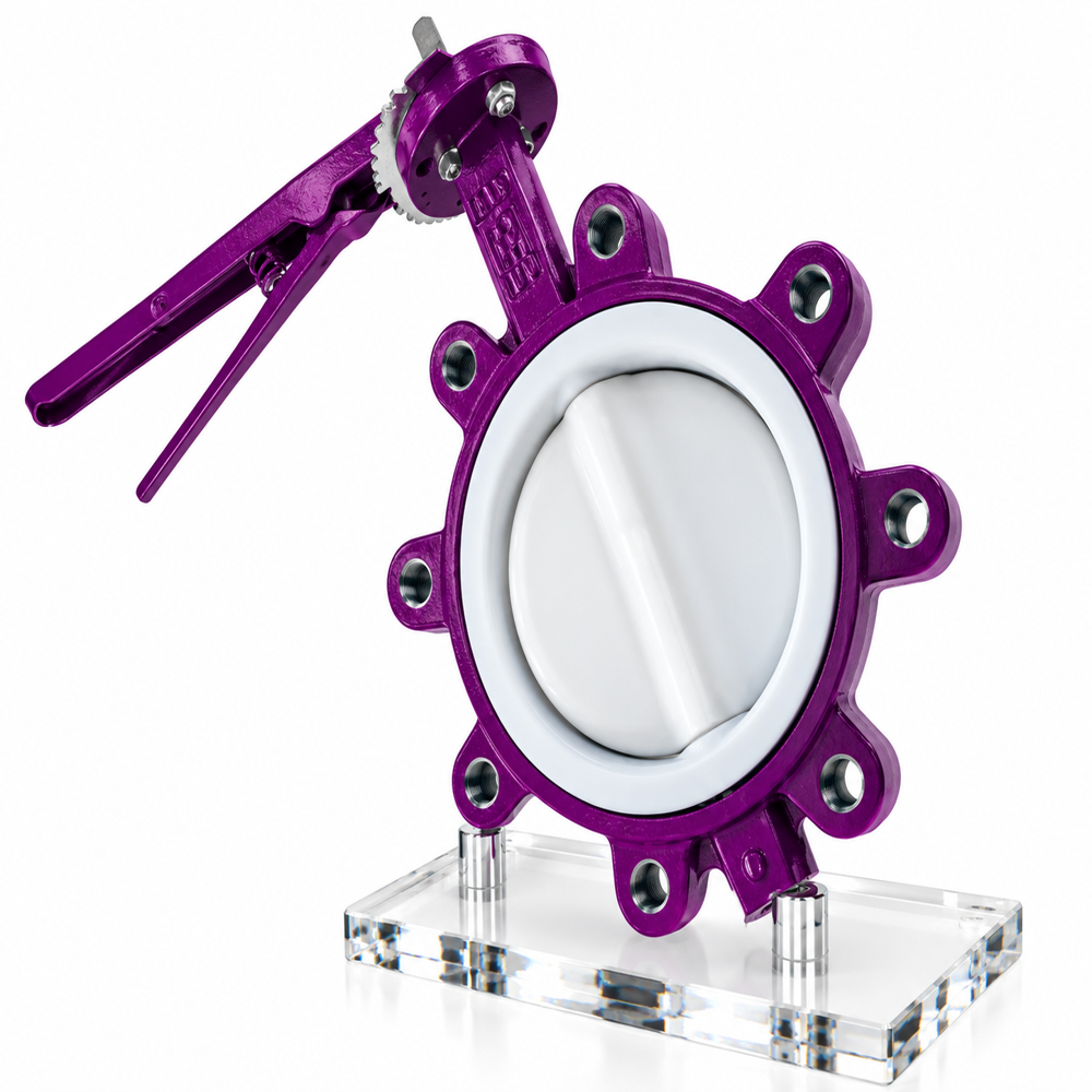Industrial Ptfe Lined Butterfly Valve - Color: White