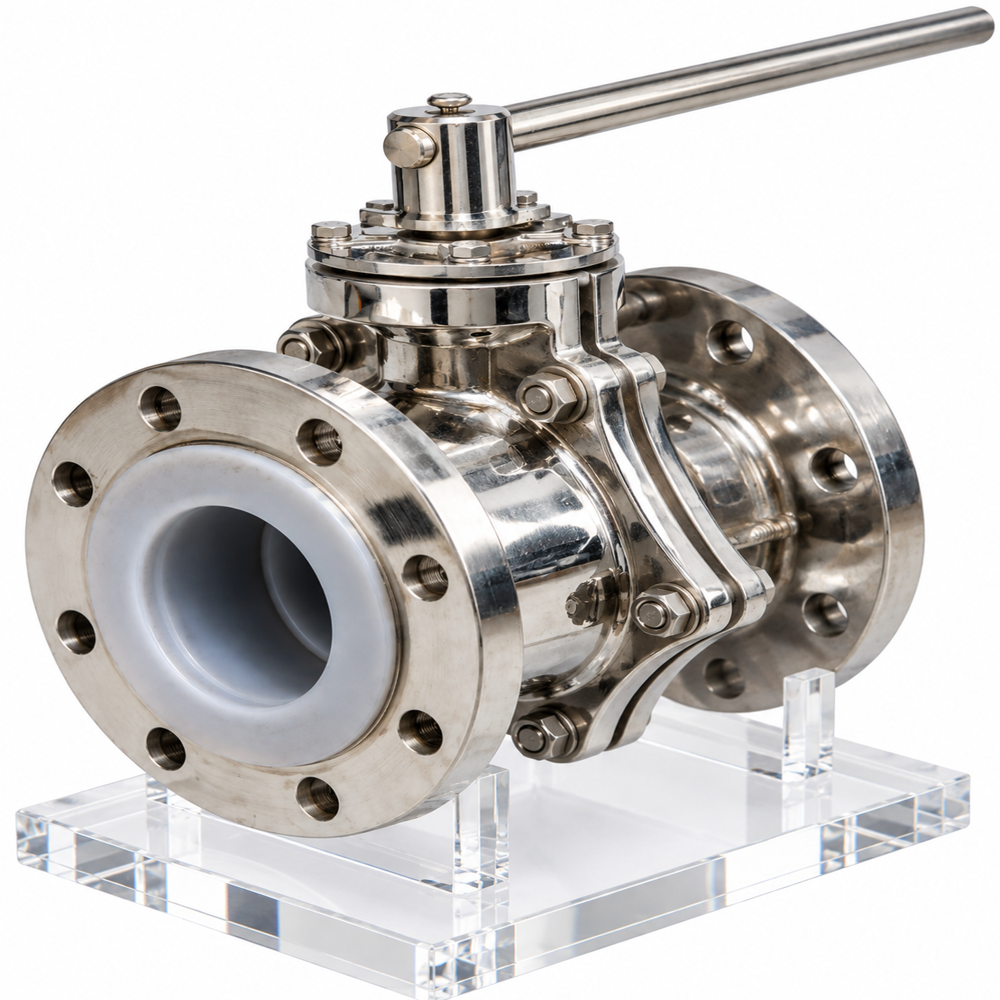 Stainless Steel Ptfe Lined Ball Valve - Finish: Polished