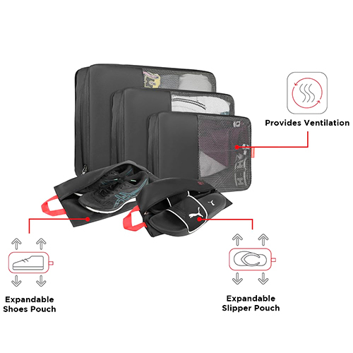 Compex Travel Compressable And Expandable Toiletries Organizer Bags Set Of 5