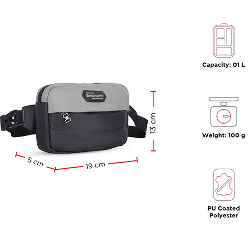 Weepack Cool 1l Grey Waist Pack Sling Pouch - Capacity: 1 Ltr
