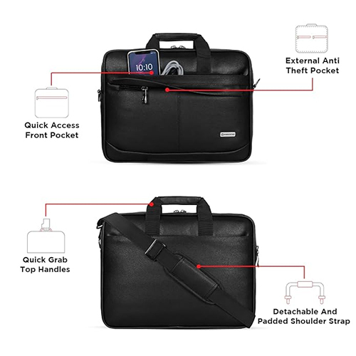 Unisex Vista Sustainable 13l Black Laptop Messenger Bag - Design: Plain