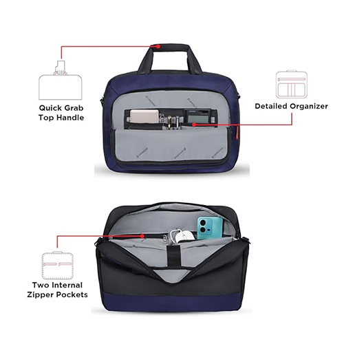 12L Navy Luminix Sleek Crossbody Laptop Messenger Briefcase Bag