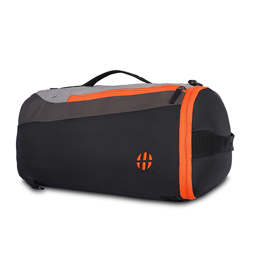Dazzle Polyester Sporty 25L Black And Orange 3 In 1 Gym Duffle Bag