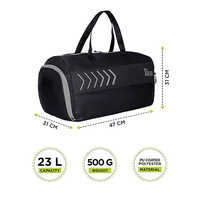 Fabio 23L Black And Grey Lightweight Gym Duffle Bag