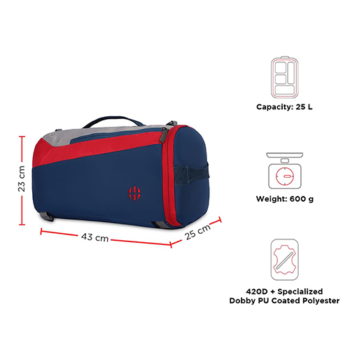 25L Blue And Red Dazzle Sporty Gym Duffle Bag