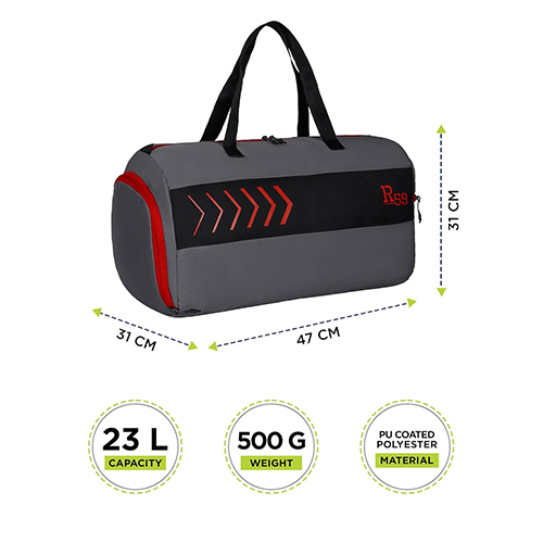 Fabio 23L Grey Lightweight Gym Duffle Bag