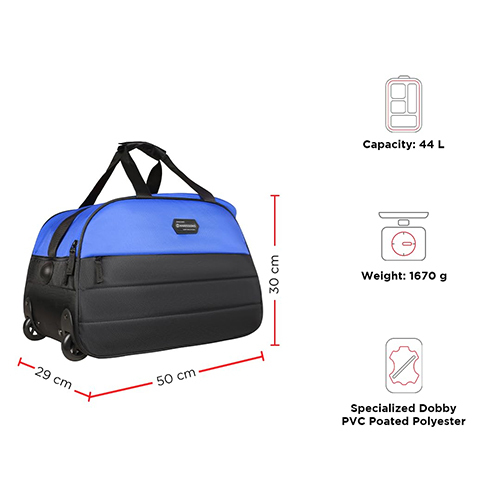 Wingman Polyester 44l Black And Royal Duffle Trolley Bag - Feature: Easy To Carry