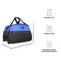 Wingman Polyester 44L Black And Royal Duffle Trolley Bag